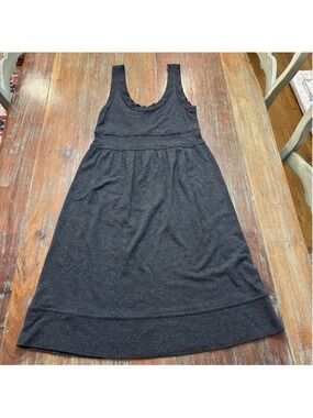 Anthropologie Velvet Charcoal Gray Midi Dress Large